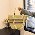 French Color Block Woven Tote Bag