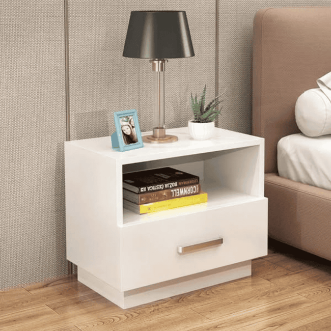 Minimalist Wooden Bedside Table with Drawer