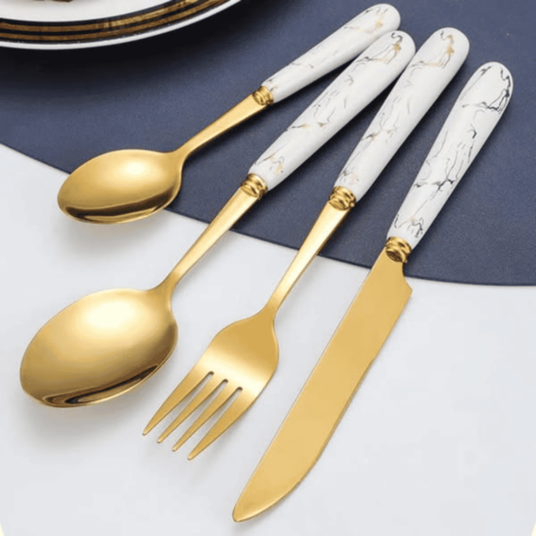 24Pcs Gold Cutlery Set