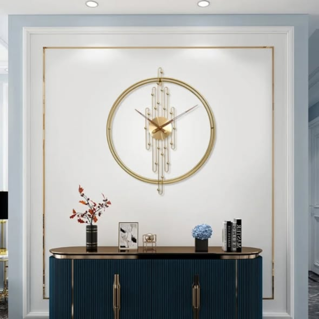 Double-Circle Gold Metal Wall Clock