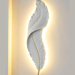White Nordic Feather Wall Art With Back Lights