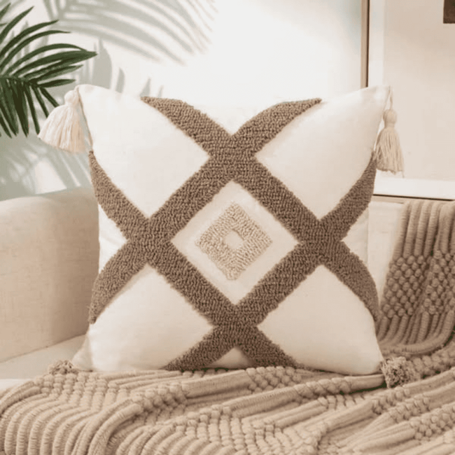 Boho Style Throw Pillow Cover With Tassel