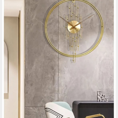 Double-Circle Gold Metal Wall Clock