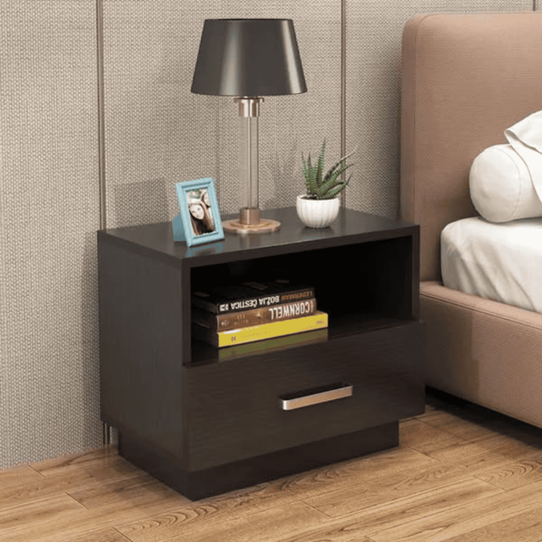 Minimalist Wooden Bedside Table with Drawer