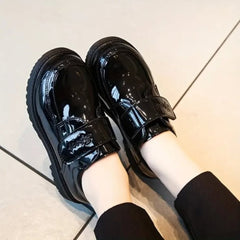 Unisex Black Oxford Leather School Shoes