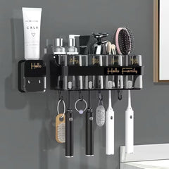 Toothbrush Holder with Toothpaste Dispenser and 4 Cups
