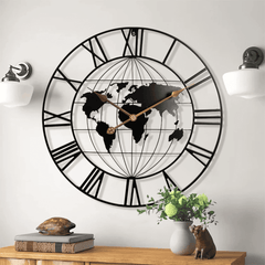 Large World Map Wall Clock for Living Room Decoration