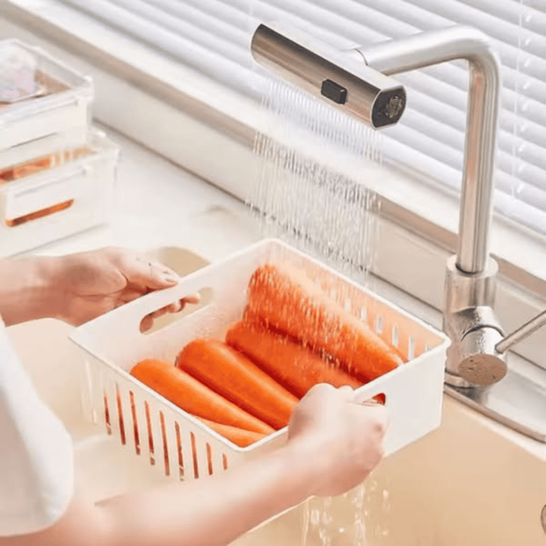 3pcs Stackable Food Storage Containers with Drainer Basket