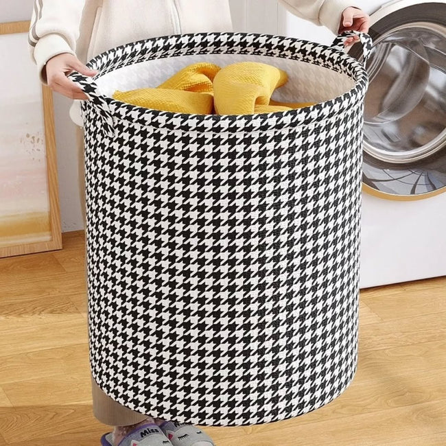 Foldable Houndstooth Laundry Hamper