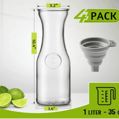 Glass Carafe Pitchers Set with Bamboo Lids