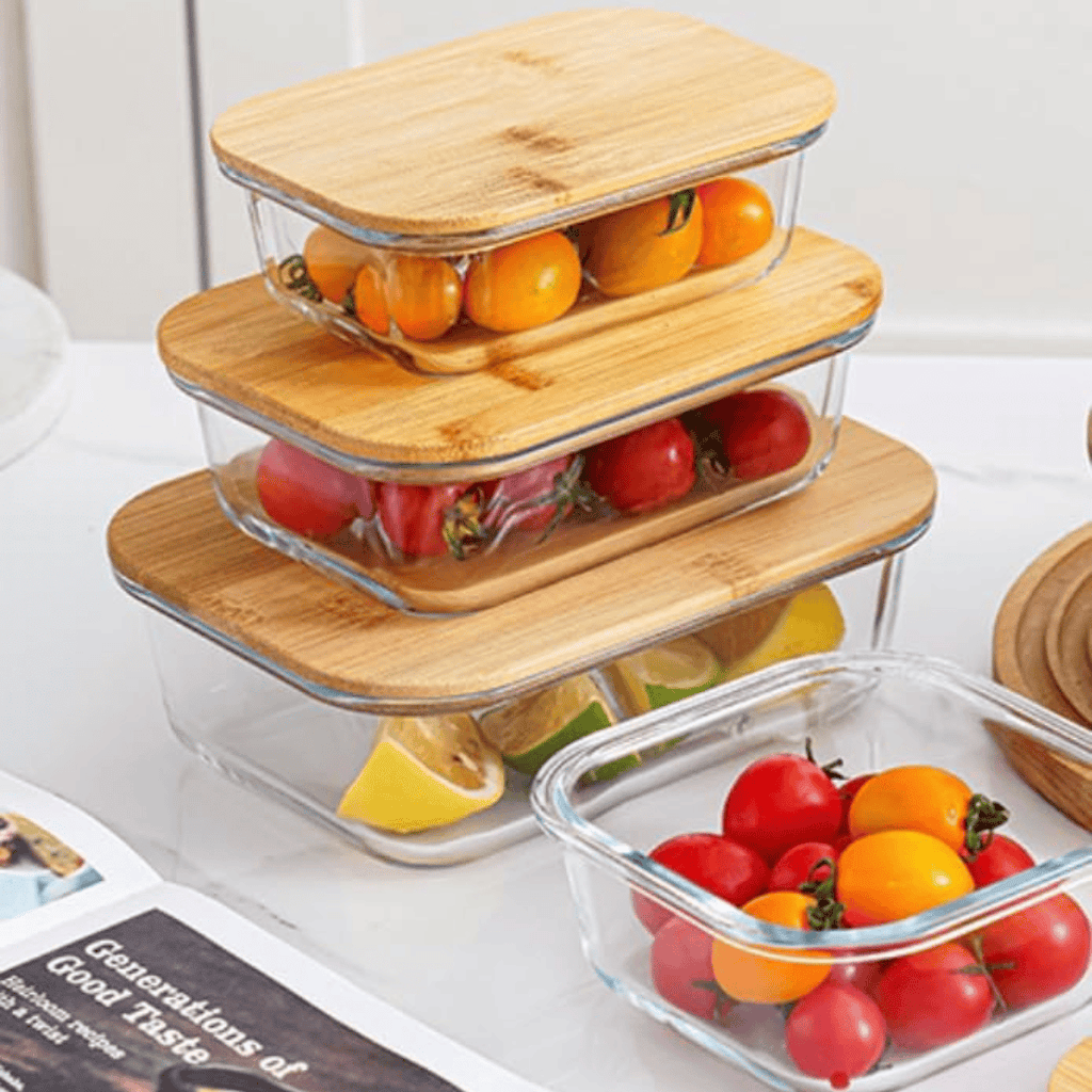 3-in-1 Snack Storage Box Set with Wooden Top Lid