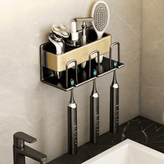 Metallic Wall Mounted Toothbrush/Paste Holder