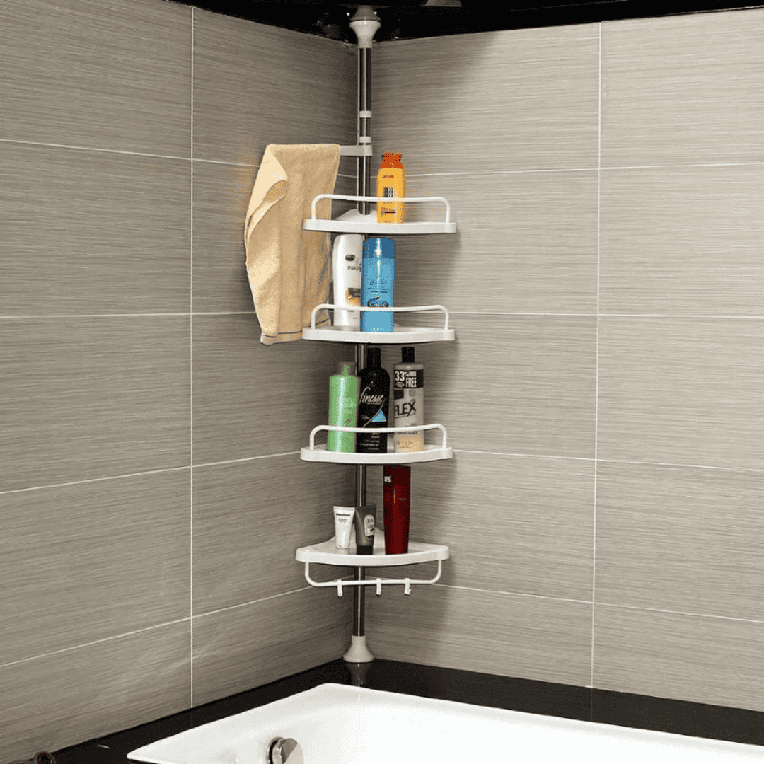 4 Tier Adjustable Telescopic Multi-Corner Shelf Organiser