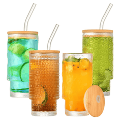 Aesthetic Highball Crystal Ribbed Glasses Set