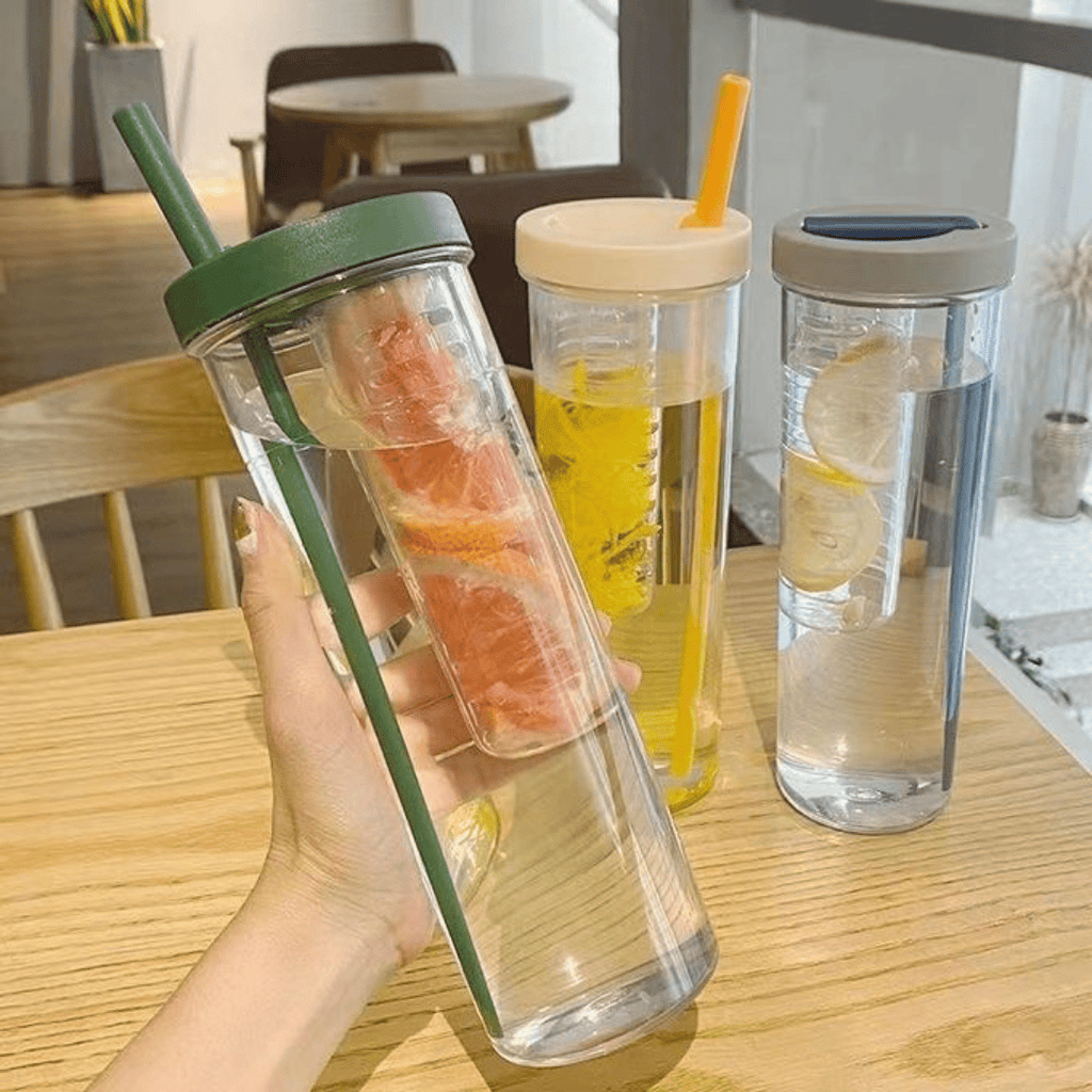 Cute Water Bottle With Foldable Straw