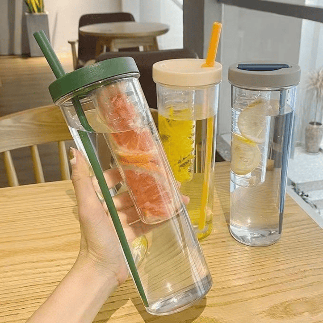 Cute Water Bottle With Foldable Straw
