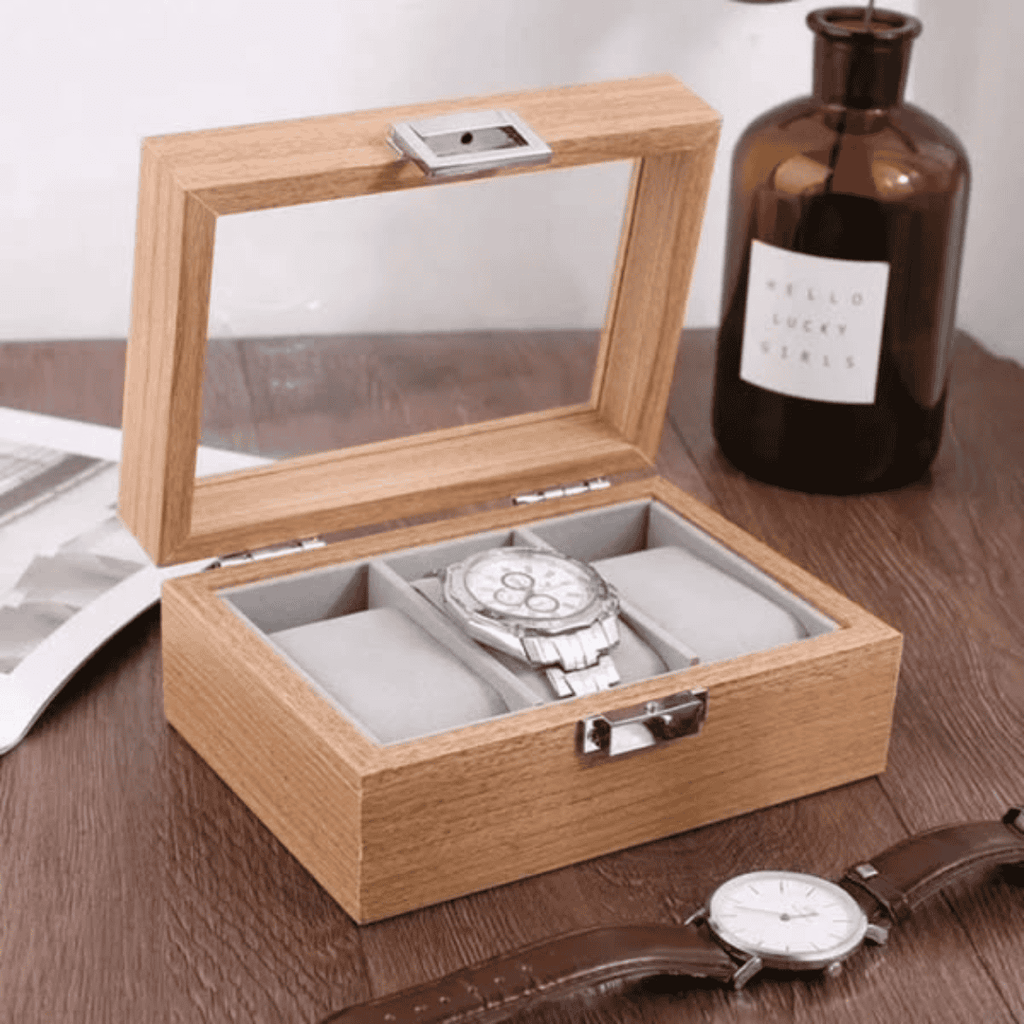 3 Slots Wooden Watch Organizer
