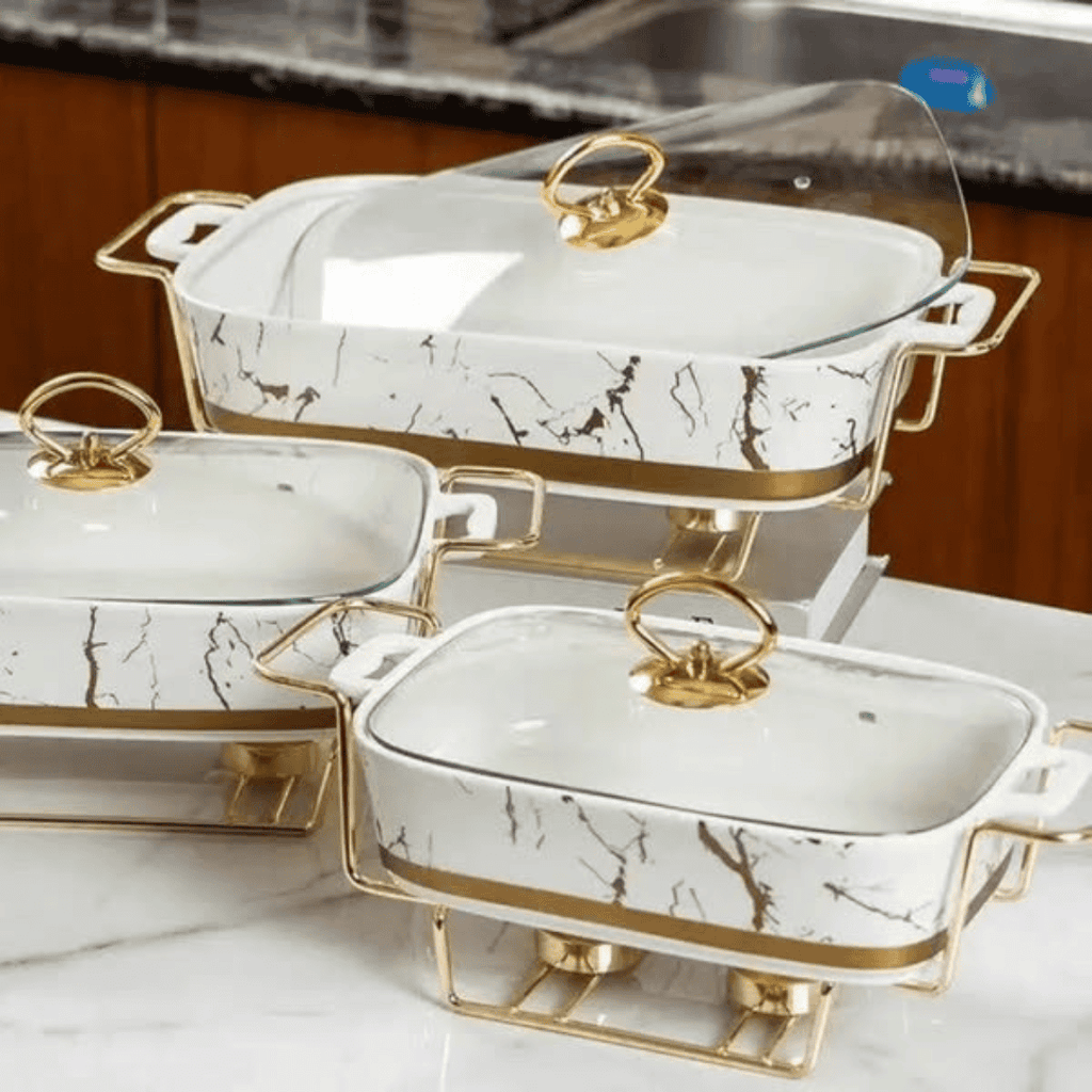 3pcs Ceramic Chafing Dishes