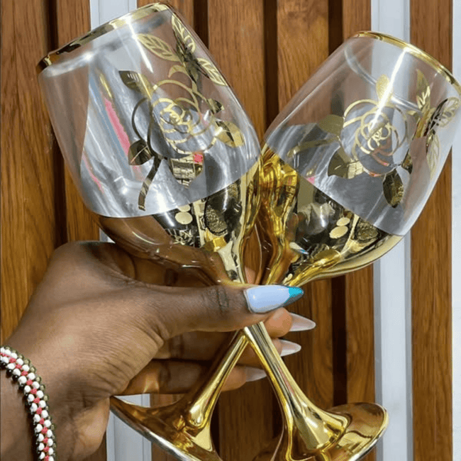 6Pcs Golden Wine Glasses