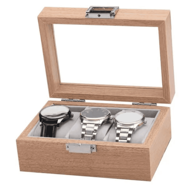 3 Slots Wooden Watch Organizer