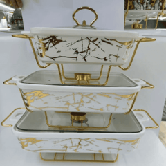 3pcs Ceramic Chafing Dishes