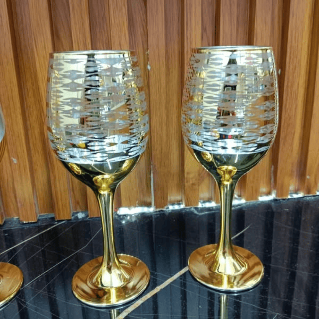 6Pcs Golden Wine Glasses