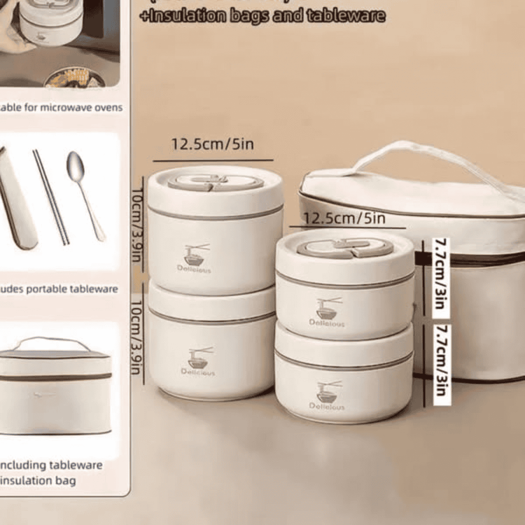 4 in 1 Food Containers with Cutlery