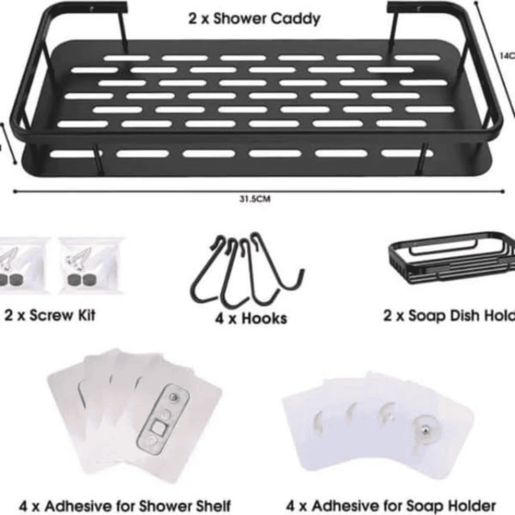 4Pcs Set Shower Caddy Shelf / Bathroom Organizer