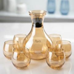 Gold Decanter + 6pc Glasses