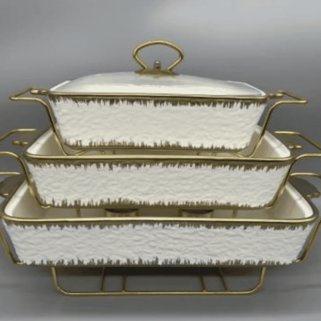 3pcs Ceramic Chafing Dishes