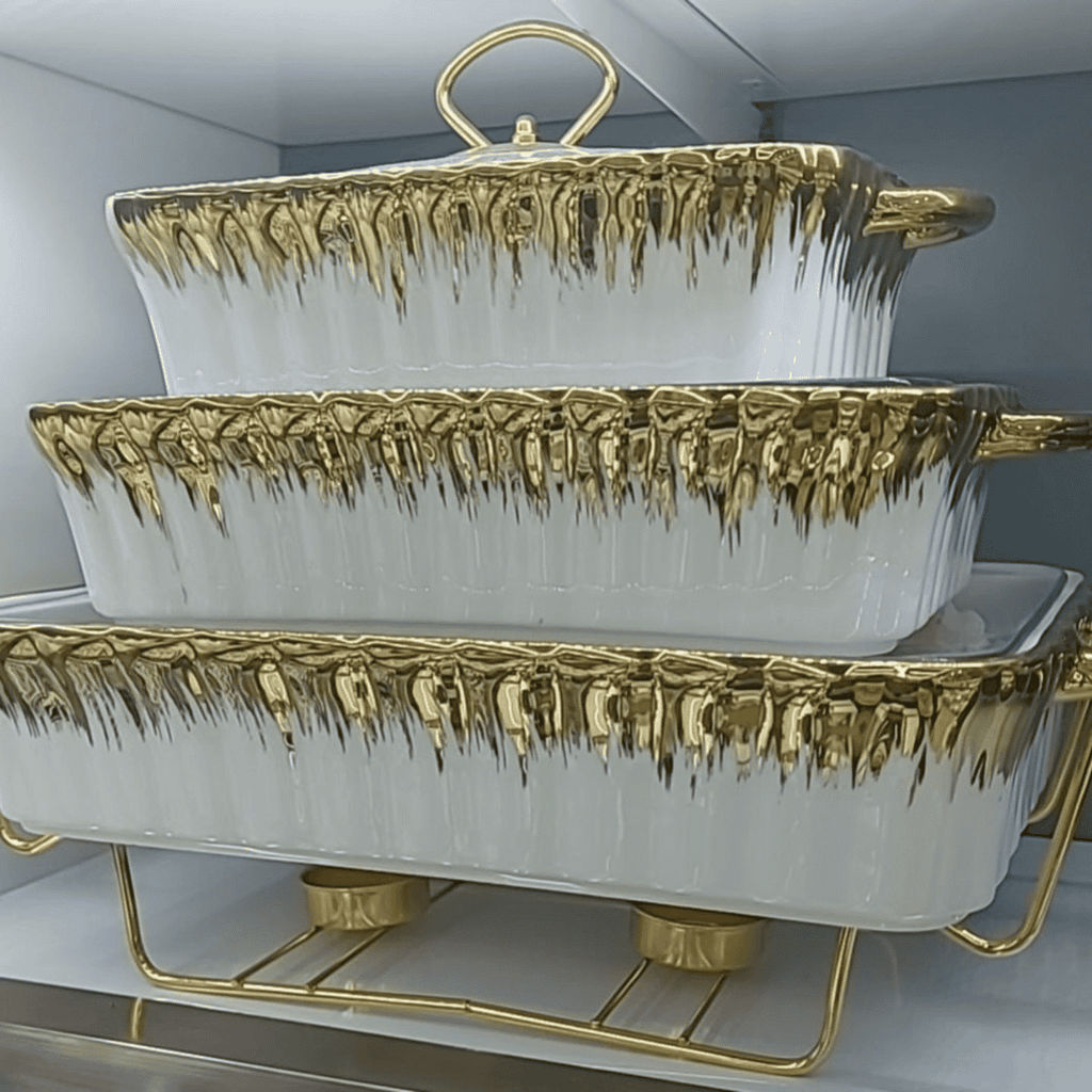3pcs Ceramic Chafing Dishes