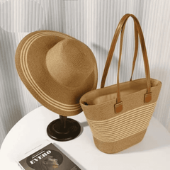 Summer Straw Woven Beach Bag and Hat