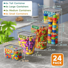 24pcs BPA-Free Airtight Plastic Containers