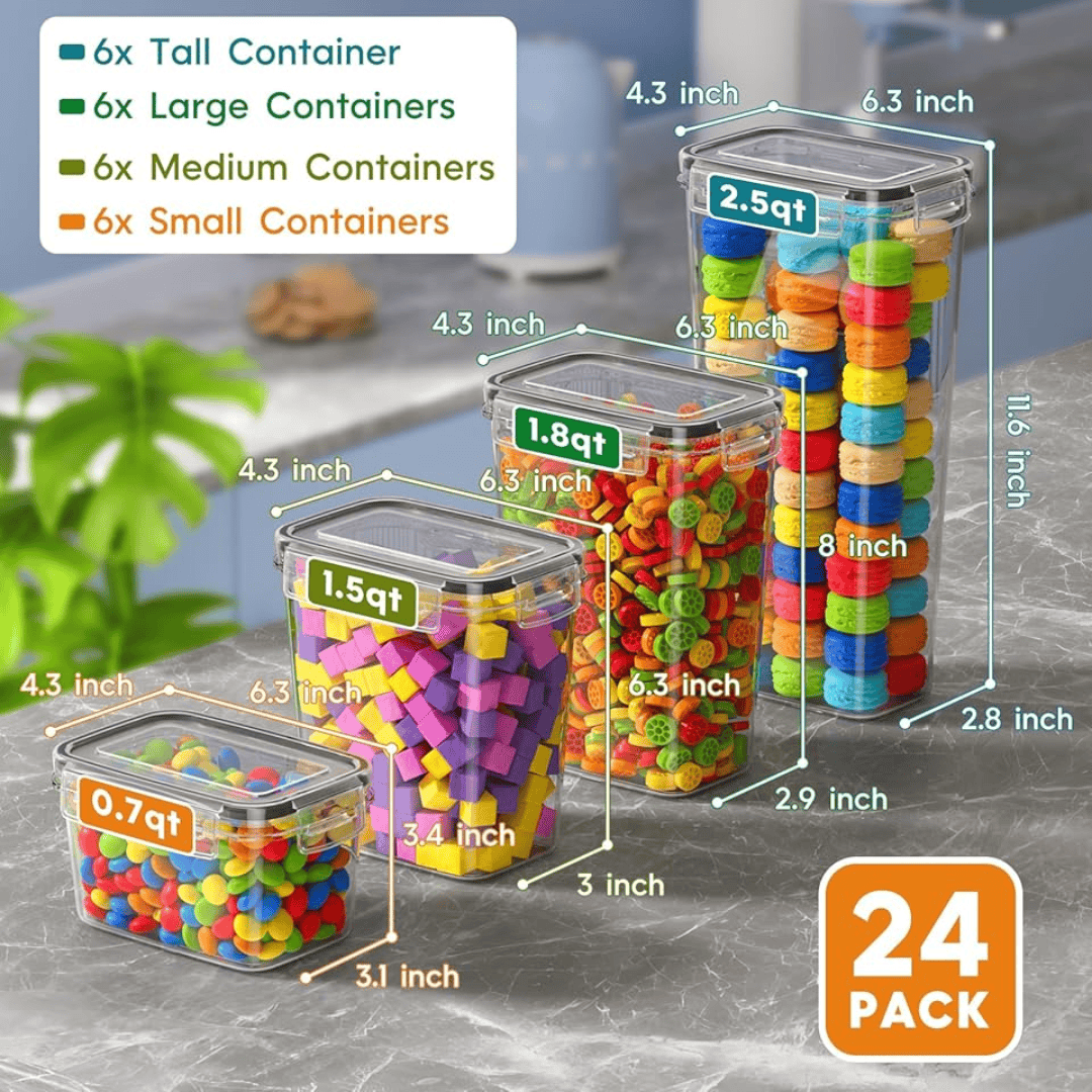 24pcs BPA-Free Airtight Plastic Containers