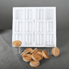 12pc Round Glass Spice Jars Set with Bamboo Lids
