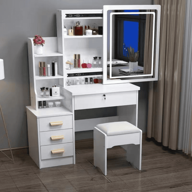 Dressing Table with Sliding Mirror and Light