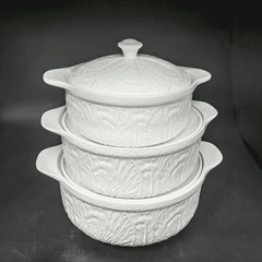 3pcs Ceramic Casserole Serving Dish with Cover