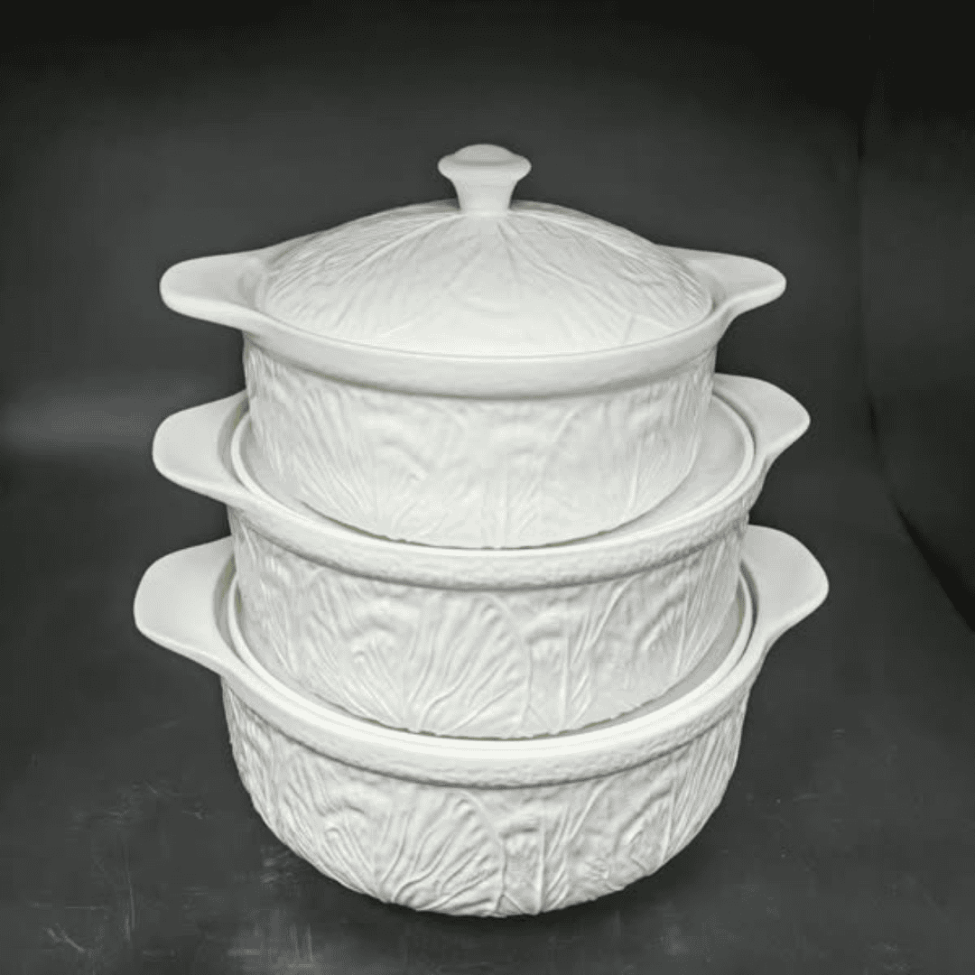 3pcs Ceramic Casserole Serving Dish with Cover