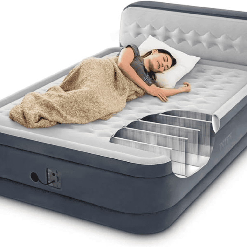 Airbed with Inbuilt Electric Pump and Plush Supportive Headboard