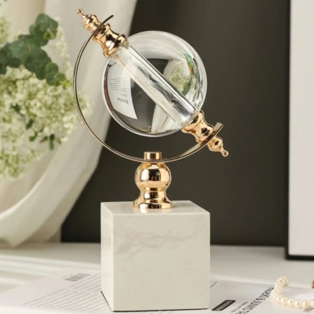 Marble base with a clear crystal ball