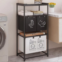 4-Grid Laundry Basket with Storage Rack