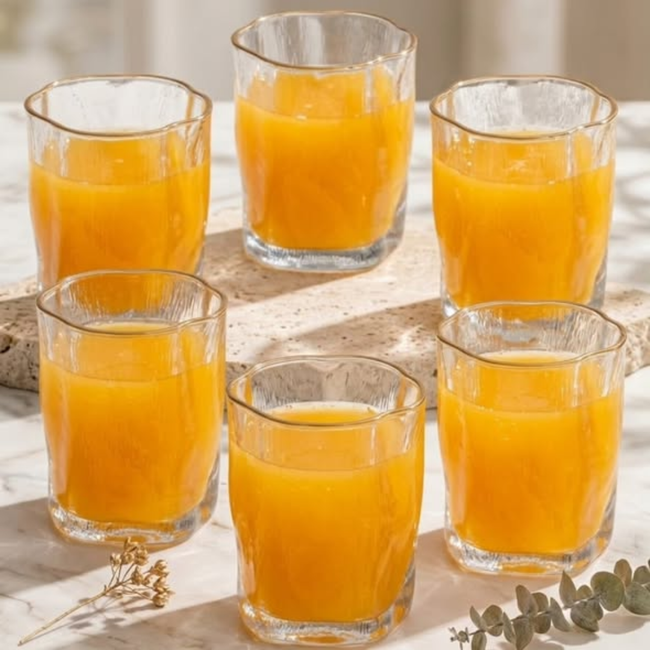 6Pcs Short Whiskey Glasses With Gold Rim