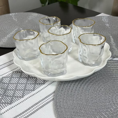 6Pcs Short Whiskey Glasses With Gold Rim