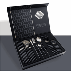 24Pcs Stainless Steel Golden Cutlery Set