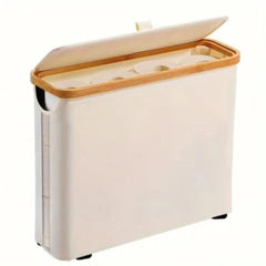 Slim Bathroom Storage Cabinet with Bamboo Lid