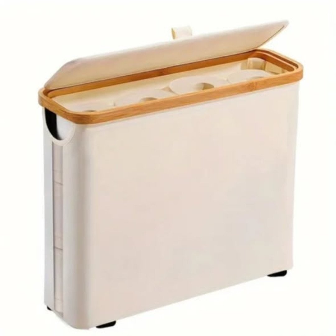 Slim Bathroom Storage Cabinet with Bamboo Lid