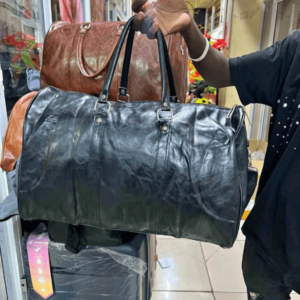 Leather Duffel Bag with Shoe Compartment