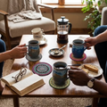 6pcs Drink Coasters With Metal Stand Holder