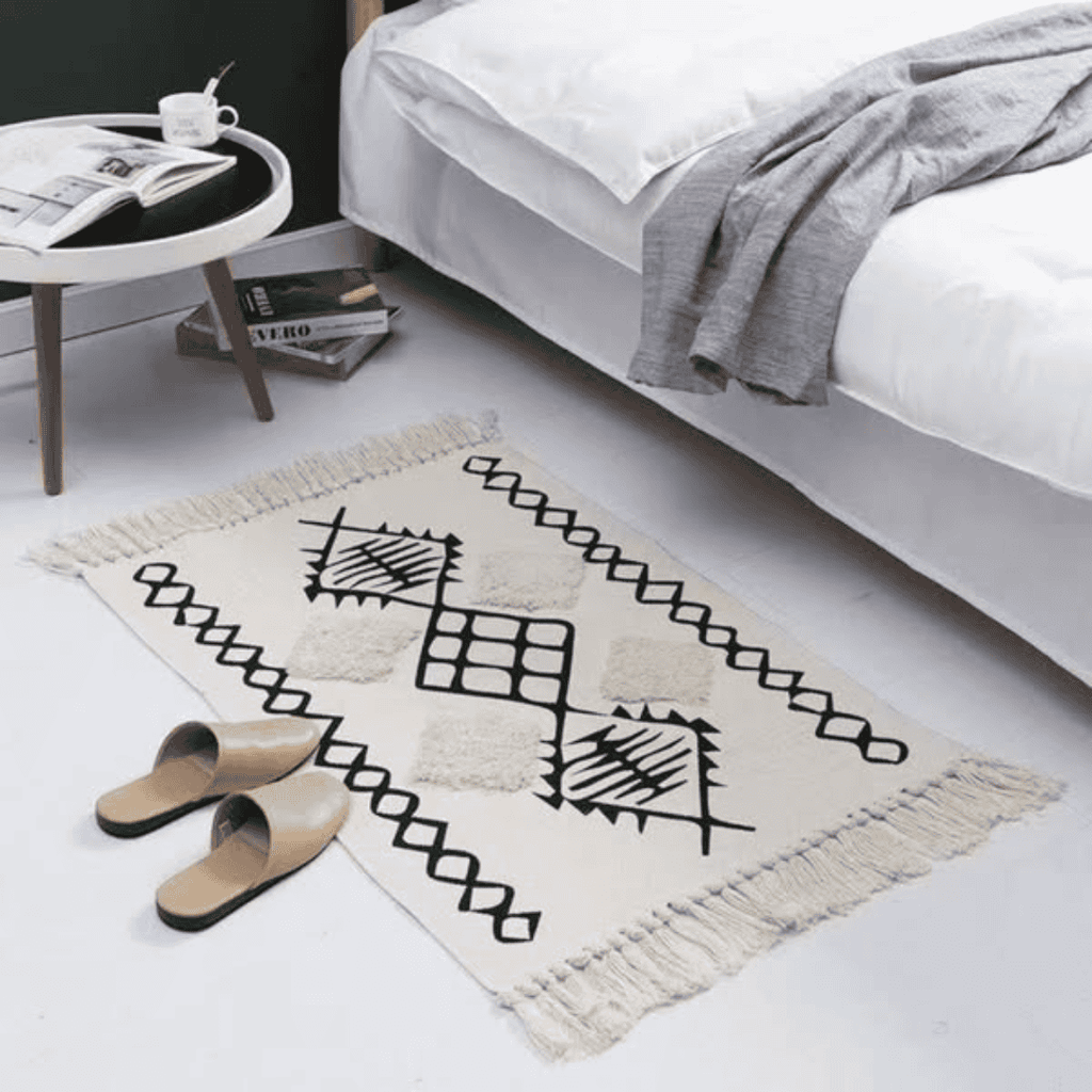 Bohemian Style Bedroom Rug with Tassels