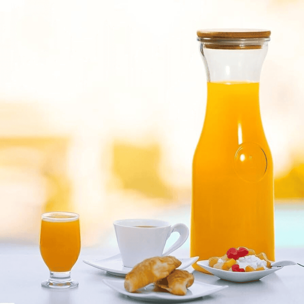 Glass Carafe Pitchers Set with Bamboo Lids
